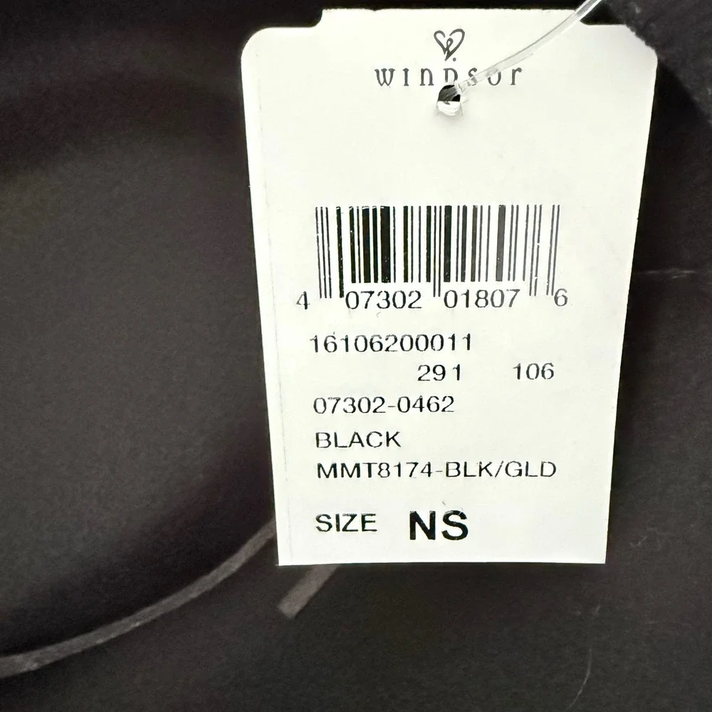 Windsor Black Wide Brim Fedora Hat Gold Metallic Band One Size NEW